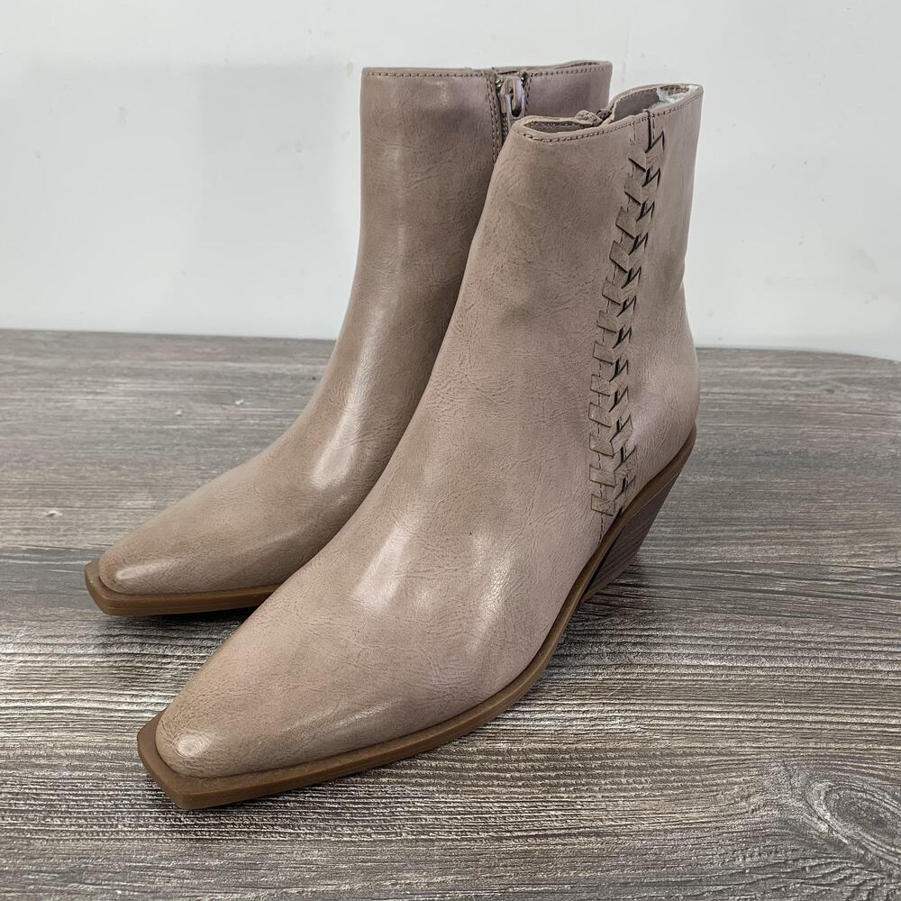 New Frye And Co Katara‎ Ankle Booties Womens Size 6 Stone Block Heel Boots Beige